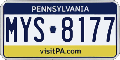 PA license plate MYS8177