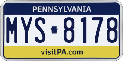 PA license plate MYS8178