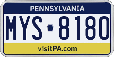 PA license plate MYS8180