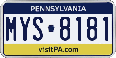 PA license plate MYS8181