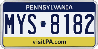 PA license plate MYS8182