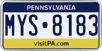PA license plate MYS8183