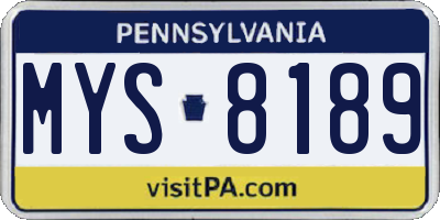 PA license plate MYS8189