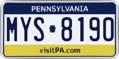 PA license plate MYS8190