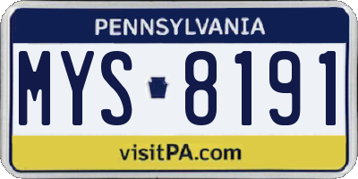 PA license plate MYS8191