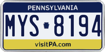 PA license plate MYS8194