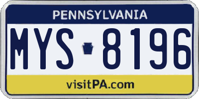 PA license plate MYS8196