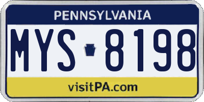 PA license plate MYS8198