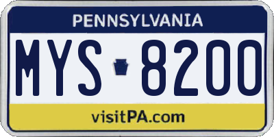 PA license plate MYS8200