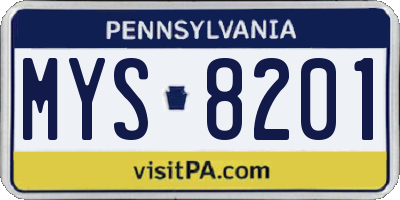 PA license plate MYS8201