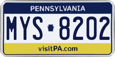 PA license plate MYS8202
