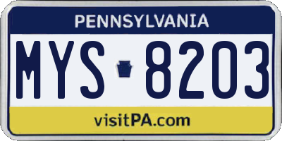 PA license plate MYS8203