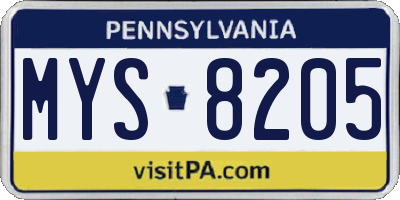 PA license plate MYS8205