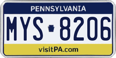 PA license plate MYS8206