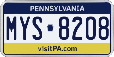 PA license plate MYS8208