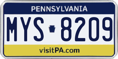 PA license plate MYS8209