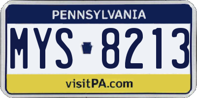 PA license plate MYS8213