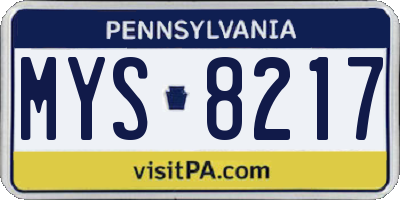PA license plate MYS8217