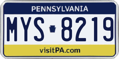 PA license plate MYS8219