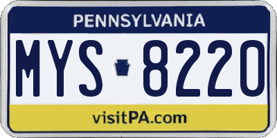 PA license plate MYS8220