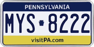 PA license plate MYS8222
