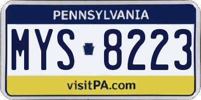 PA license plate MYS8223