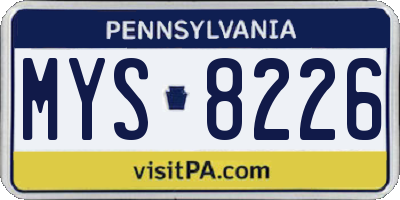 PA license plate MYS8226