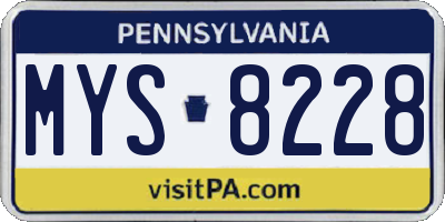 PA license plate MYS8228