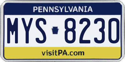 PA license plate MYS8230