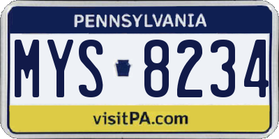 PA license plate MYS8234