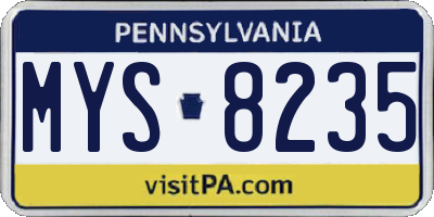 PA license plate MYS8235