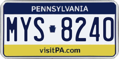 PA license plate MYS8240