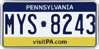 PA license plate MYS8243