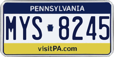 PA license plate MYS8245