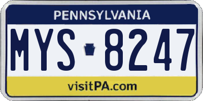 PA license plate MYS8247
