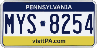 PA license plate MYS8254