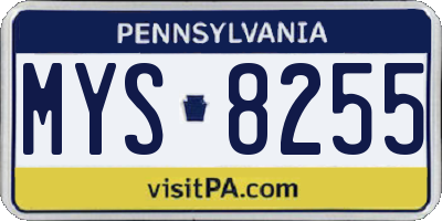 PA license plate MYS8255
