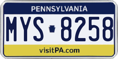 PA license plate MYS8258