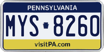 PA license plate MYS8260