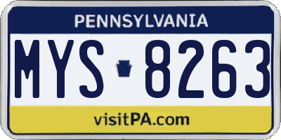 PA license plate MYS8263