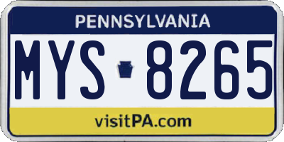 PA license plate MYS8265