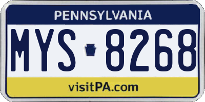 PA license plate MYS8268