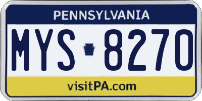 PA license plate MYS8270
