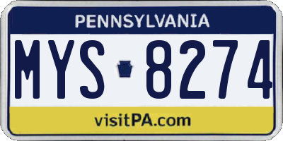 PA license plate MYS8274