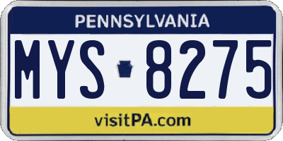 PA license plate MYS8275