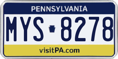 PA license plate MYS8278