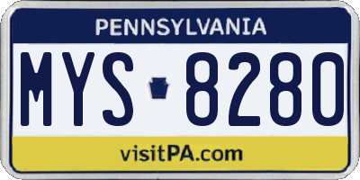 PA license plate MYS8280