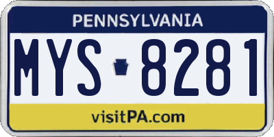 PA license plate MYS8281
