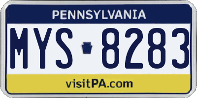 PA license plate MYS8283