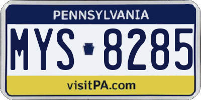 PA license plate MYS8285